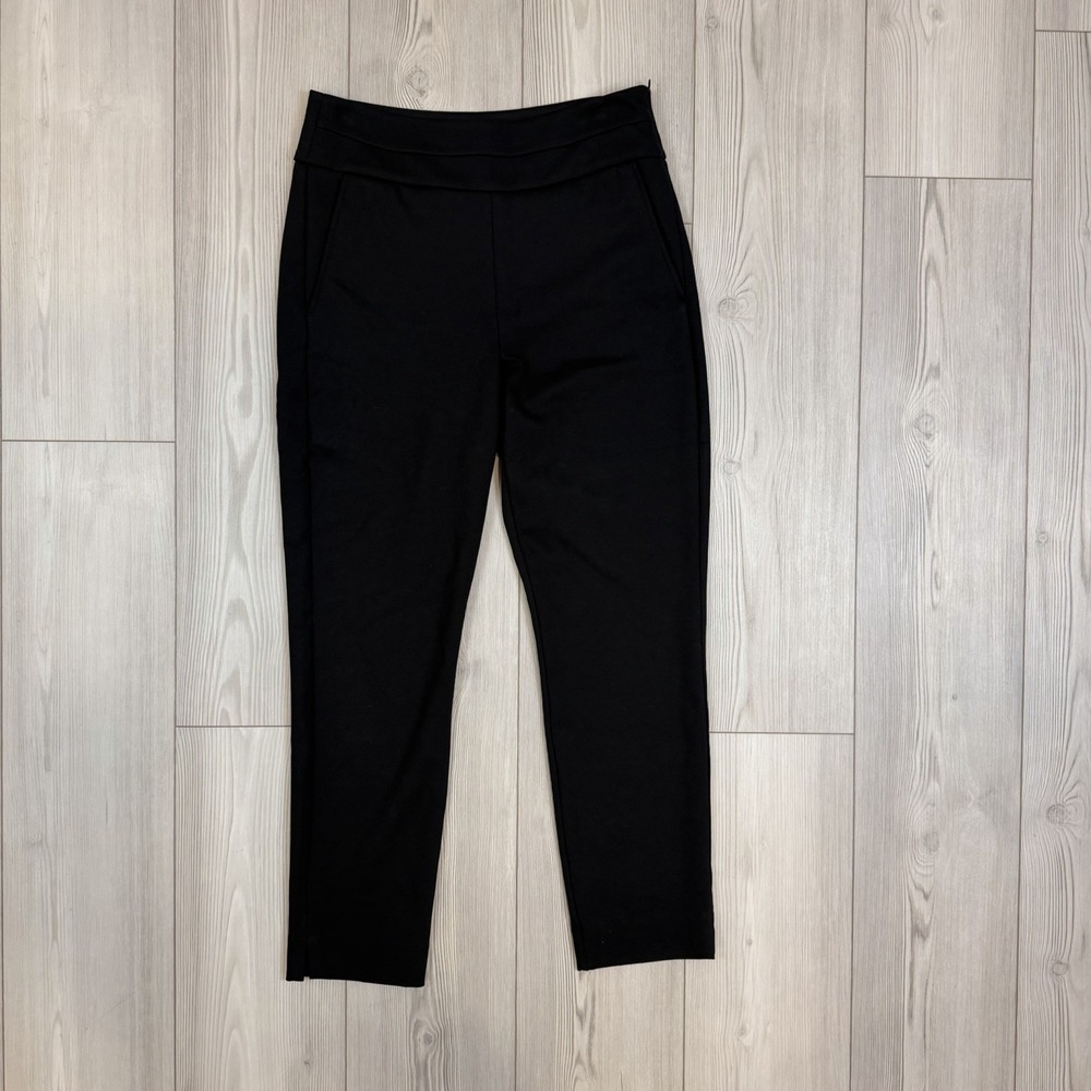 Cabi Banded Waist Slim Trousers Women's 6 Ponte Knit Ankle Length Black 5866